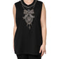 Black Cotton Rhinestone Embellished Tank Top