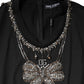 Black Cotton Rhinestone Embellished Tank Top