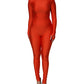 Red Nylon Turtleneck Bodycon Jumpsuit Dress
