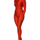 Red Nylon Turtleneck Bodycon Jumpsuit Dress
