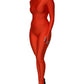 Red Nylon Turtleneck Bodycon Jumpsuit Dress