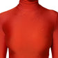 Red Nylon Turtleneck Bodycon Jumpsuit Dress
