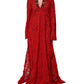 Red Floral Lace Rhinestone Embellished Dress
