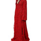 Red Floral Lace Rhinestone Embellished Dress