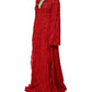 Red Floral Lace Rhinestone Embellished Dress