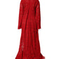 Red Floral Lace Rhinestone Embellished Dress