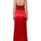 Red Silk Sleeveless Maxi Long Dress