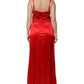 Red Silk Sleeveless Maxi Long Dress