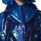 Blue Crystal Hooded Raincoat Jacket