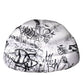 White Polyester Printed Hood Quilted Hat