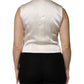 Ivory Cotton Button Down Sleeveless Vest Top