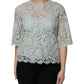 Mint Green Floral Lace Cotton Blouse Top