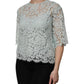 Mint Green Floral Lace Cotton Blouse Top