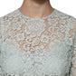 Mint Green Floral Lace Cotton Blouse Top