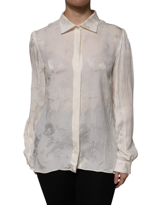 White Button Down Long Sleeves Blouse Top