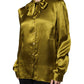 Green Ascot Collar Long Sleeves Blouse Top
