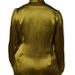 Green Ascot Collar Long Sleeves Blouse Top