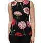 Black Floral Print Sleeveless Tank Blouse Top