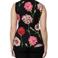 Black Floral Print Sleeveless Tank Blouse Top