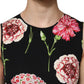 Black Floral Print Sleeveless Tank Blouse Top