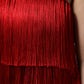 Red Silk Strapless Fringe Crop Tube Top