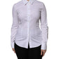 White Cotton Collared Long Sleeves Blouse Top