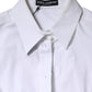 White Cotton Collared Long Sleeves Blouse Top