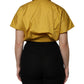 Mustard Collared Short Sleeves Blouse Top