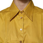 Mustard Collared Short Sleeves Blouse Top