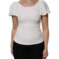 White Viscose Round Neck Short Sleeves Top