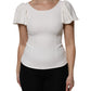 White Viscose Round Neck Short Sleeves Top