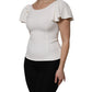 White Viscose Round Neck Short Sleeves Top