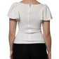 White Viscose Round Neck Short Sleeves Top
