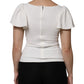 White Viscose Round Neck Short Sleeves Top