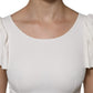 White Viscose Round Neck Short Sleeves Top