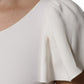 White Viscose Round Neck Short Sleeves Top