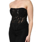 Black Cotton Floral Lace Corset Bustier Top