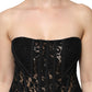 Black Cotton Floral Lace Corset Bustier Top