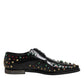 Black Leather Derby Dress Studded Shoes