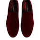 Red Cotton Velvet Slip On Loafers Formal Shoes
