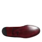 Red Cotton Velvet Slip On Loafers Formal Shoes