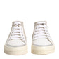 White Beige Lace Up Mid Top Casual Sneakers Shoes