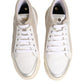 White Beige Lace Up Mid Top Casual Sneakers Shoes
