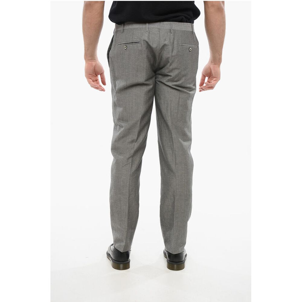 Blended Linen Bouclè Effect Pants with Four Pockets