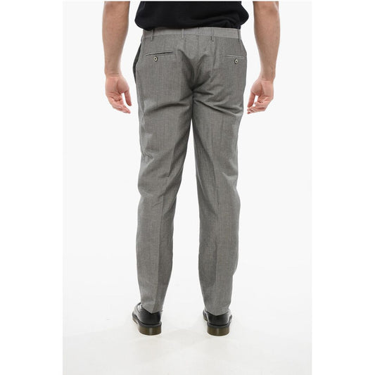 Blended Linen Bouclè Effect Pants with Four Pockets