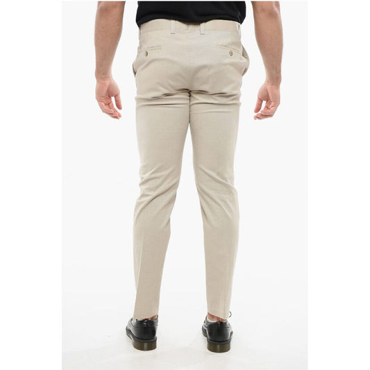 Textured Cotton Pants with Belt Loop
