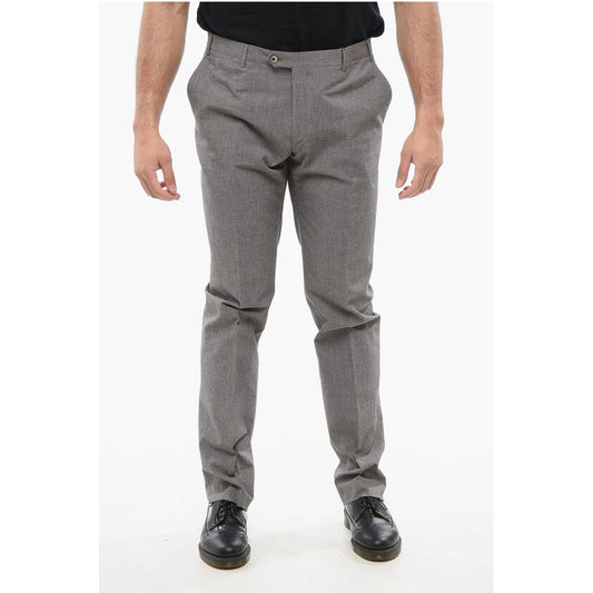 Embossed Cotton Pants with Double Buttons Clousure