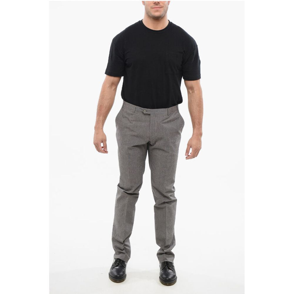 Embossed Cotton Pants with Double Buttons Clousure