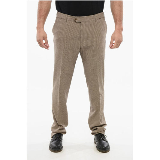 Cotton Pants with Micro Check Motif