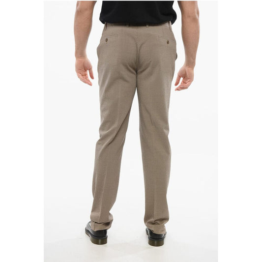 Cotton Pants with Micro Check Motif